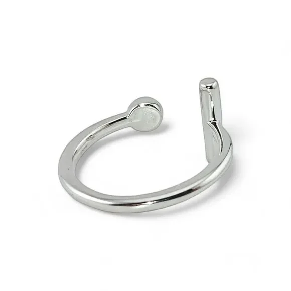 Sterling Silver 925 Bar & Ball Ring - Picture 3 of 5